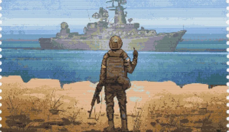 Схема вишивки хрестиком Русскій воєнний корабль, іді