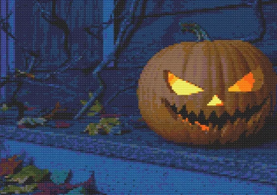Схема вышивки крестиком "Хэллоуинская жуткая тыква"