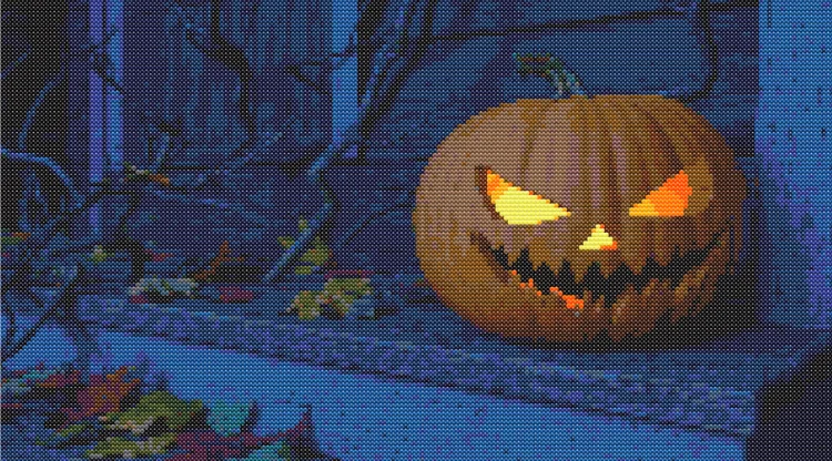 Схема вишивки геловінського гарбуза