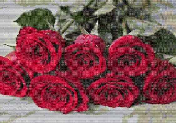 Схема вишивки хрестиком "Букет червоних троянд"