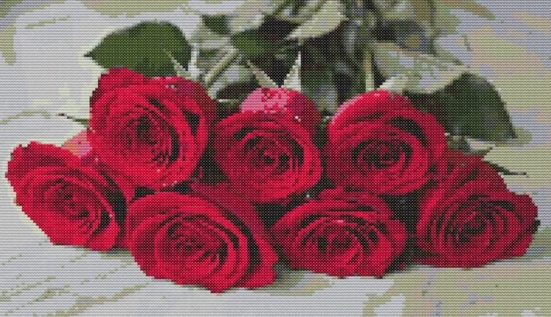 Схема вишивки хрестиком "Букет червоних троянд"