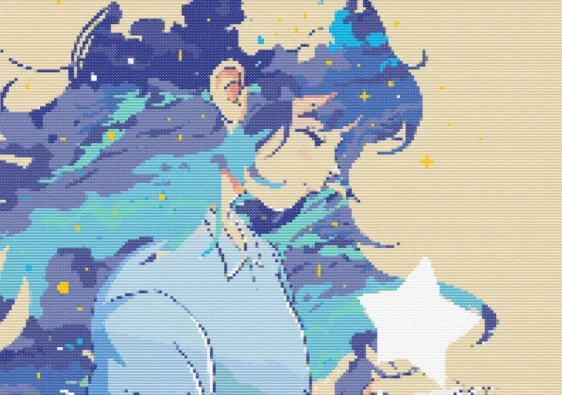 Схема вишивки хрестиком "Дівчинка, що мріє"