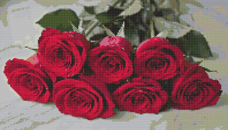 Схема вишивки букета троянд