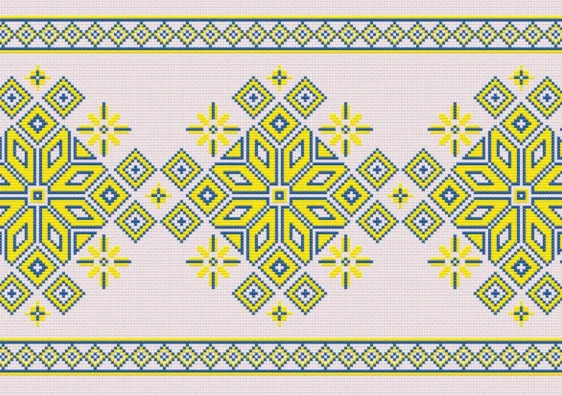 Схема вышивки крестиком "Желто-синий украинский орнамент"