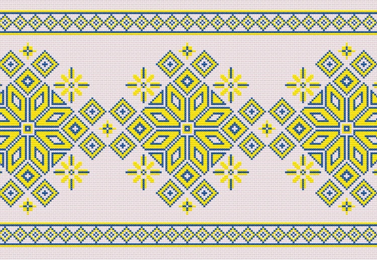 Схема вышивки желто-синего орнамента