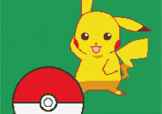 Схема вишивки хрестиком "Покемон Пікачу"