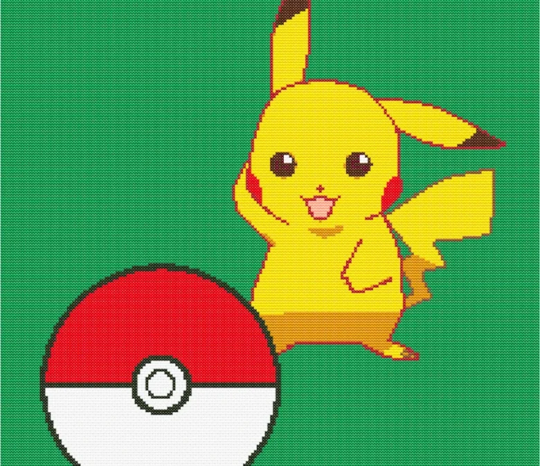 Схема вышивки крестиком "Покемон Пикачу"