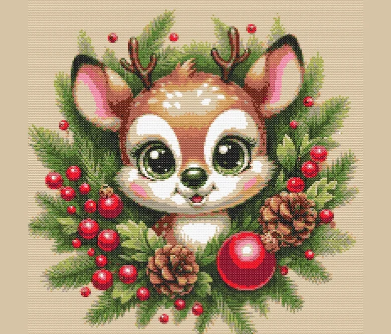 Схема вышивки крестиком: "Рождественский олененок"