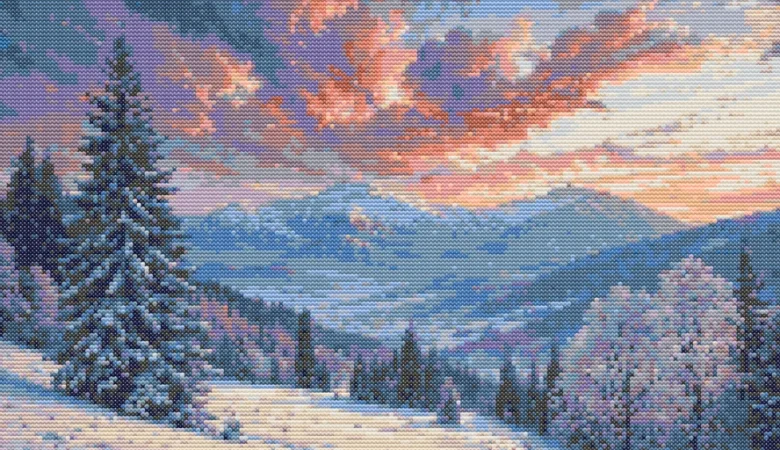 Схема вишивки хрестиком "Зимовий пейзаж"