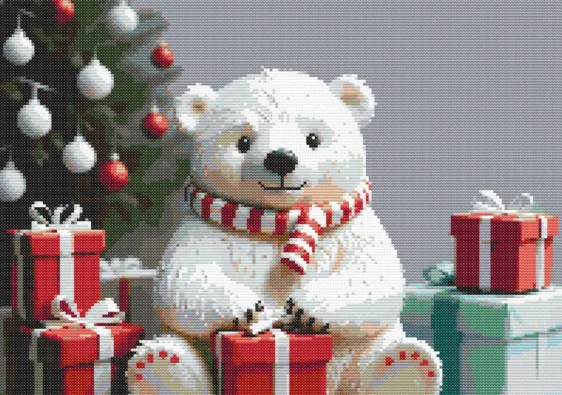 Схема вишивки хрестиком "Новорічний ведмедик"