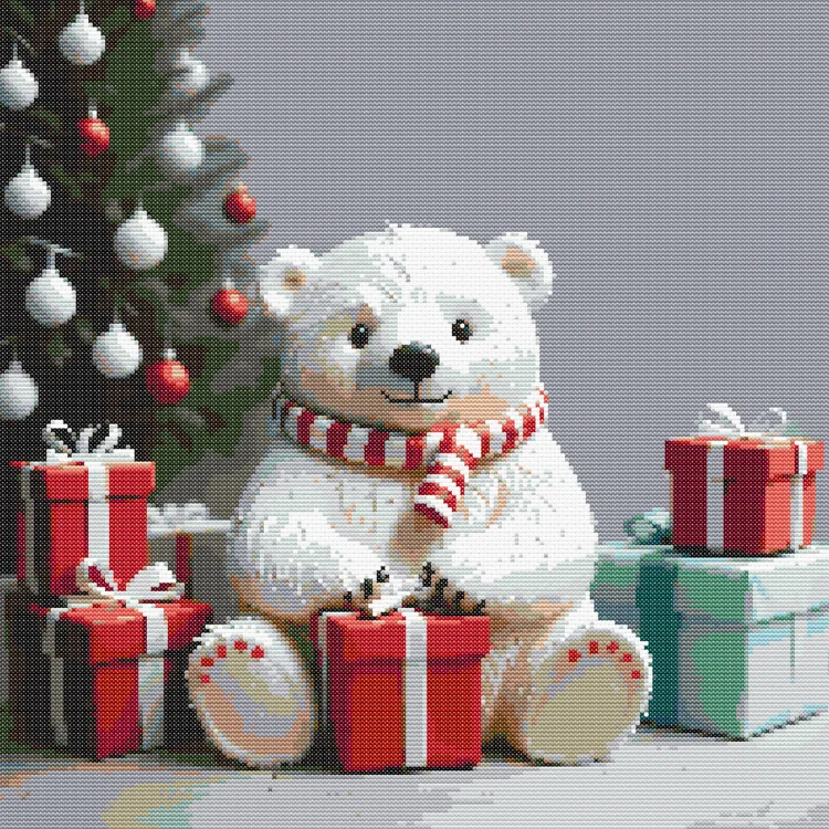 Схема вишивки новорічного ведмедя