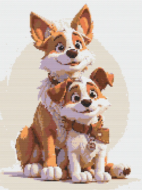 Схема вышивки крестиком друзей собачек