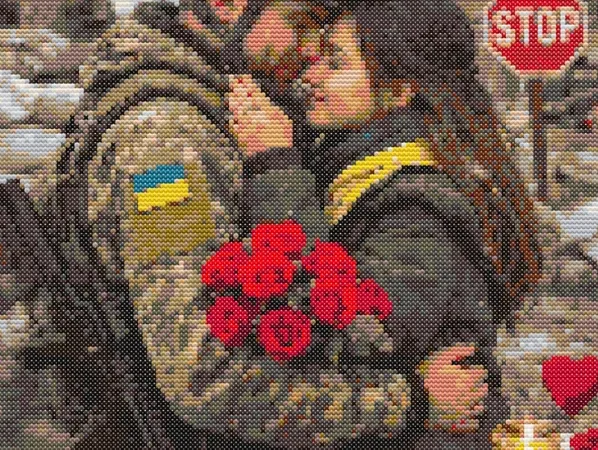 Схема вышивки крестиком: "Любовь посреди войны"