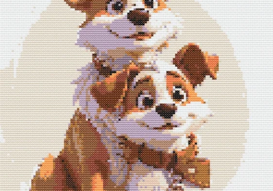 Схема вышивки крестиком: "Верные друзья песики"