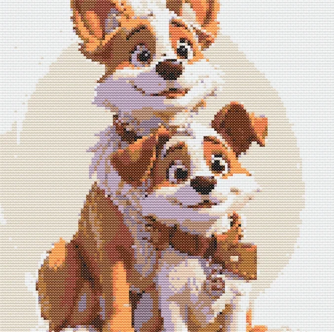 Схема вышивки крестиком: "Верные друзья песики"