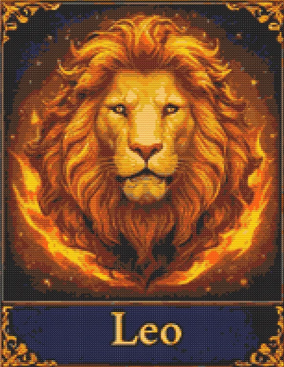 Схема вишивки п'ятого знака зодіаку Лев
