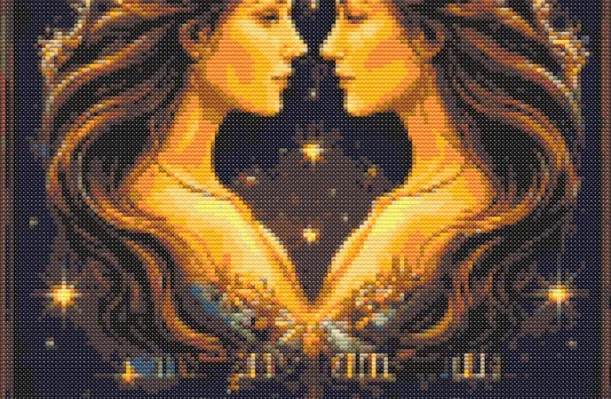Схема вишивки хрестиком: "Знак зодіаку Близнюки"