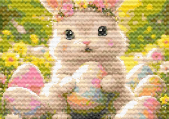 Схема вишивки хрестиком: "Кролик серед великодніх яєць"