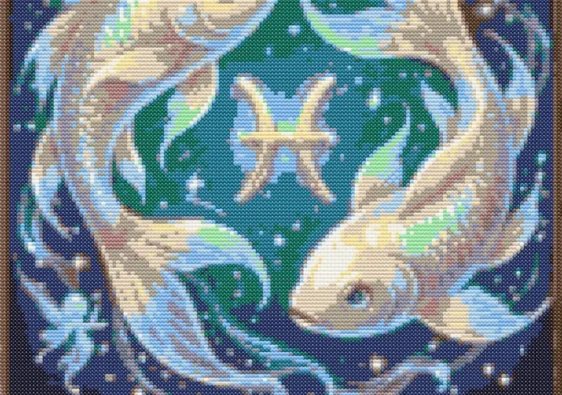 Схема вишивки хрестиком: "Знак зодіаку Риби"