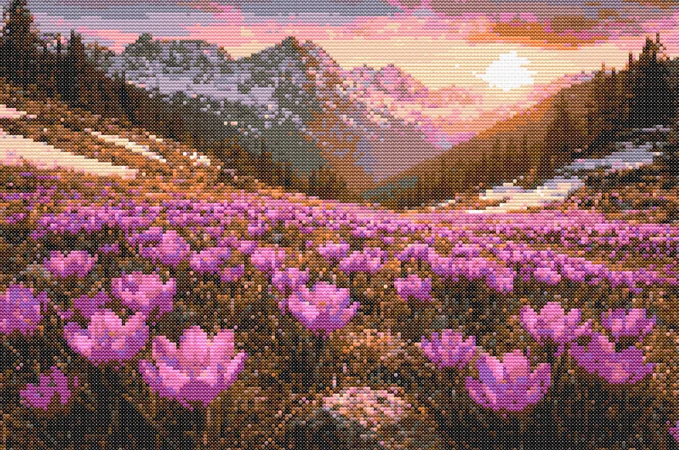 Схема вышивки карпатских крокусов