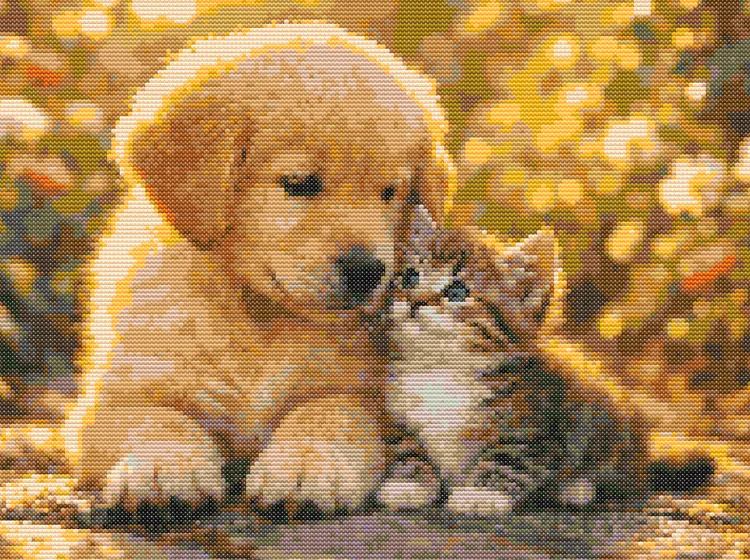 Схема вишивки маленьких песика і котика