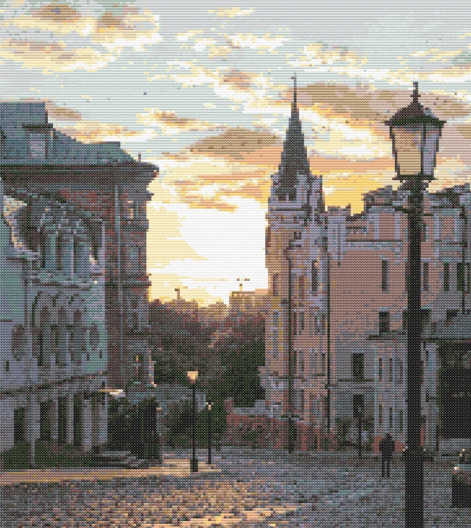 Схема вишивки вулиць вечірнього Києва