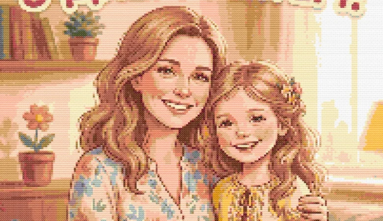 Схема вышивки крестиком: "С Днем Матери"