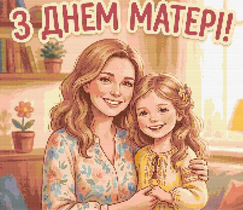 Схема вышивки крестиком: "С Днем Матери"