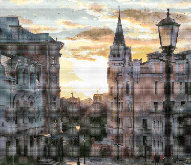 Схема вышивки крестиком: "Вечерний Киев"