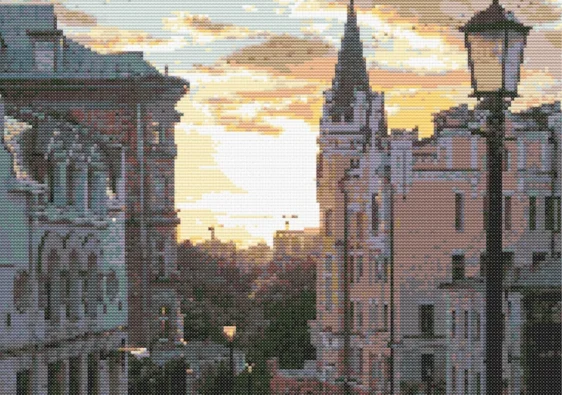 Схема вишивки хрестиком: "Вечірній Київ"