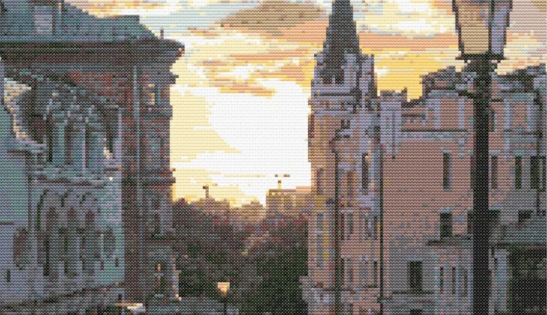 Схема вишивки хрестиком: "Вечірній Київ"